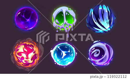 Magic fortune energy glass ball light vector set Magic fortune energy glass ball light vector set 119322112