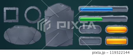 Stone frame and rock board game ui cartoon vector 119322144