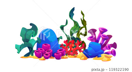 Set of colorful seaweeds for seabed design 119322190