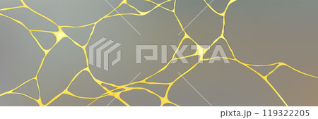 Gold kintsugi crack pattern on gray background. Gold kintsugi crack pattern on gray background. 119322205