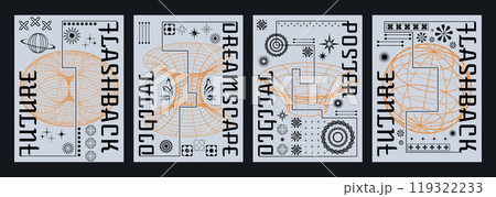Set of retro futuristic flyers Set of retro futuristic flyers 119322233