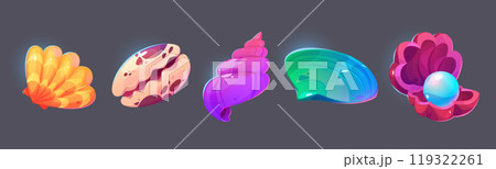 Game ui icon set of sea or ocean shell. Game ui icon set of sea or ocean shell. 119322261