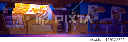 Pizzeria interior at night 119322265