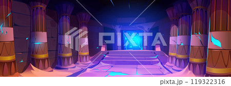 Egyptian corridor with columns and magic portal 119322316