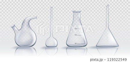 Realistic laboratory glassware set Realistic laboratory glassware set 119322549