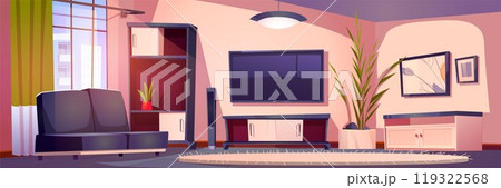 Living room home interior with tv and furniture 119322568