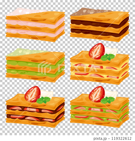 Various millefeuille sets 119322612