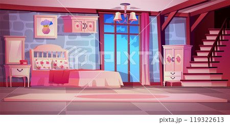 Elegant bedroom with victorian style furniture 119322613