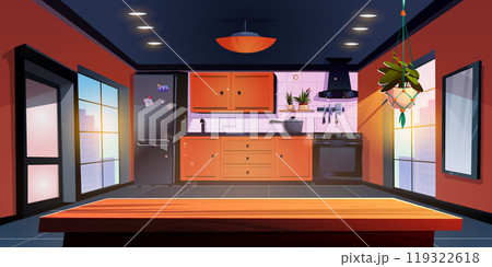Kitchen interior in modern urban apartment 119322618