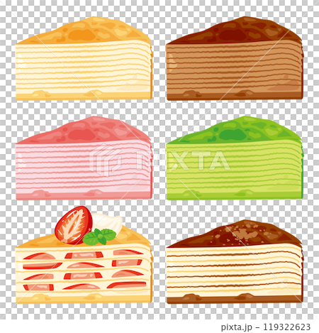 色々なミルクレープセットのイラスト素材 [119322623] - PIXTA