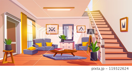 Scandinavian style living room with furniture Scandinavian style living room with furniture 119322624