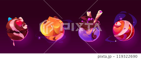 Candy space planet for game food world cartoon 119322690