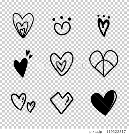 Heart doodle abstract handdrawn with black line for element and illustration 119322817