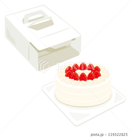 苺のホールケーキと箱セット 119322825