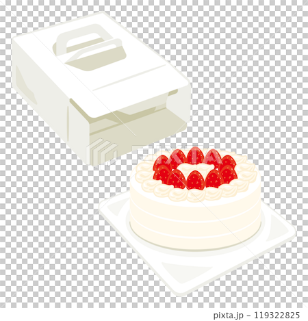 苺のホールケーキと箱セット 119322825