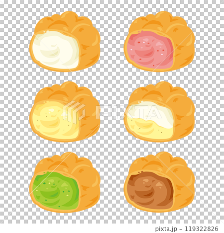 カットされたシンプルシュークリームセット1 119322826