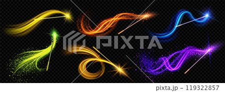 Magic wand with wizard spell sparkle light vector 119322857
