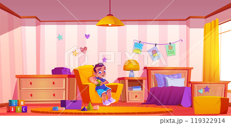 Kids room interior with furniture and toys 119322914