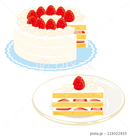 苺のホールケーキと苺のショートケーキセット 119322933