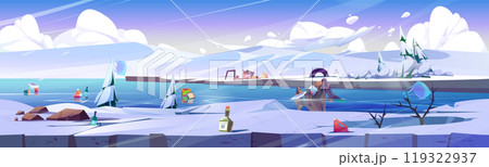 Polluted winter cartoon landscape. 119322937