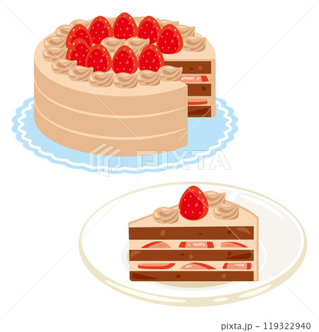 苺のチョコレートホールケーキと苺のチョコレートショートケーキセット 119322940