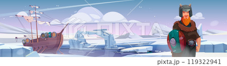 Viking frozen north pole ice landscape background Viking frozen north pole ice landscape background 119322941