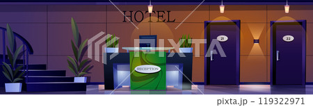 Hotel reception desk and lobby 119322971