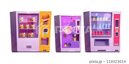 Set of vending machines on white background Set of vending machines on white background 119323014