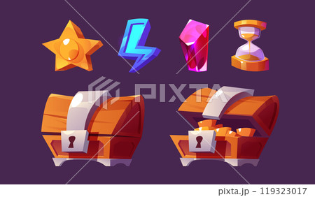 Cartoon set of game ui icons Cartoon set of game ui icons 119323017