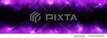 Purple lightning and smoke effect frame background 119323024