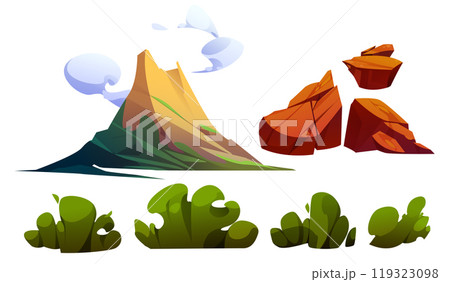 Volcano eruption cartoon vector set Volcano eruption cartoon vector set 119323098