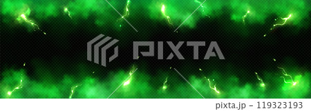 Lightning strikes in green smoke 119323193