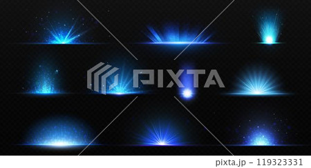 Blue explosion glow with light, rays and dust Blue explosion glow with light, rays and dust 119323331