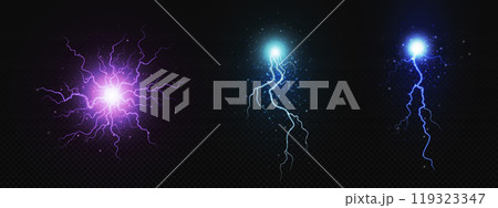 Realistic electric circle bolt lightning explosion 119323347