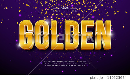 Golden 3D Text Effect Design Editable and Scalable Vector Graphic Style Effect with Gold Typography Lettering and Falling Confetti on Shiny Purple Background. Premium Luxury Casino Illustration 119323684