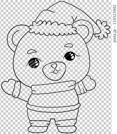 Christmas themed bear line drawing coloring page Christmas themed bear line drawing coloring page 119323982