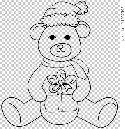 Christmas themed bear line drawing coloring page Christmas themed bear line drawing coloring page 119323984