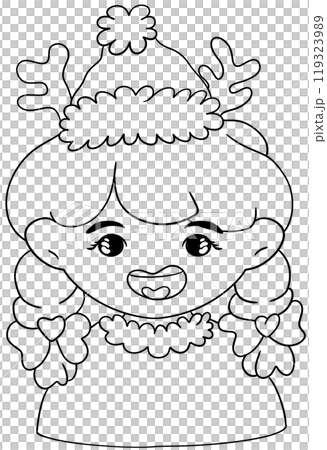 Girls singing Christmas carols line drawing coloring page 119323989