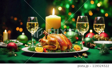 シャンパンとチキンのクリスマスディナー シャンパンとチキンのクリスマスディナー 119324322