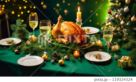 シャンパンとチキンのクリスマスディナー 119324324