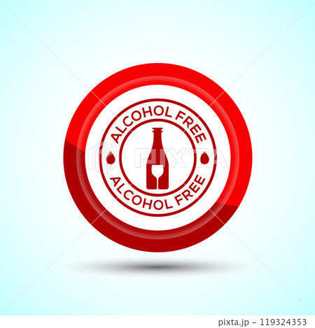 Alcohol Free Icon Design Illustration, No Alcohol Sign, Pastel Color Button Design Alcohol Free Icon Design Illustration, No Alcohol Sign, Pastel Color Button Design 119324353