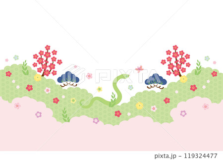 巳年-年賀状テンプレ-お3ベク 巳年-年賀状テンプレ-お3ベク 119324477