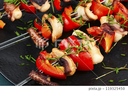Grilled Octopus Skewers. 119325450