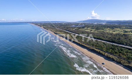 ドローン|千里浜なぎさドライブウェイ道|のと里山海道|石川県羽咋市 ドローン|千里浜なぎさドライブウェイ道|のと里山海道|石川県羽咋市 119326086