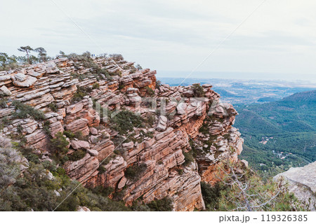 Endless panorama from unusual pink rocks 119326385