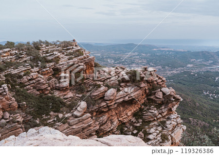 Endless panorama from unusual pink rocks 119326386