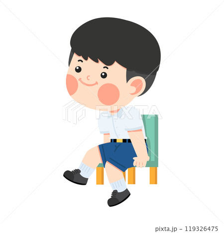 Kid boy sitting on the chair 119326475