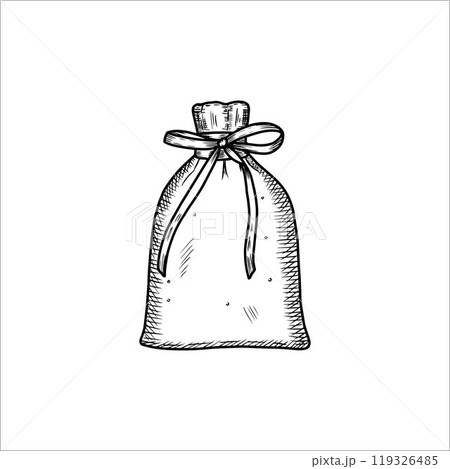 Hand drawn sachet with a bow. Vecor illustration Hand drawn sachet with a bow. Vecor illustration 119326485