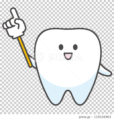 Tooth character illustration holding a pointing stick 119326963