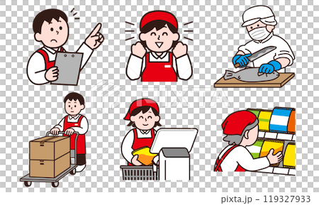 在超市工作的店員插圖集 119327933